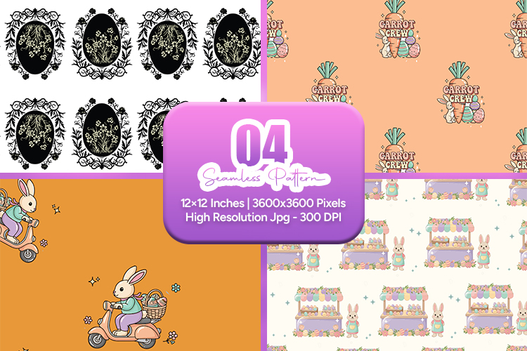 Easter Bunny Carrot Seamless Pattern