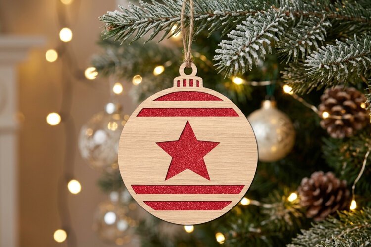 Single Star Ornament SVG Laser Cut Wood Decoration example image 1