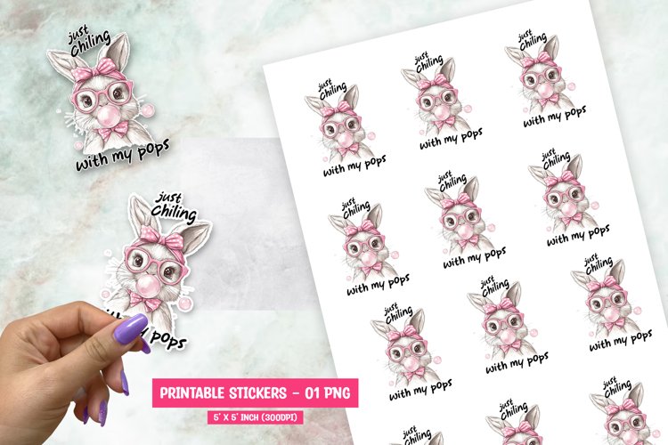 Just chilling with my pops cute rabbit sticker design example image 1