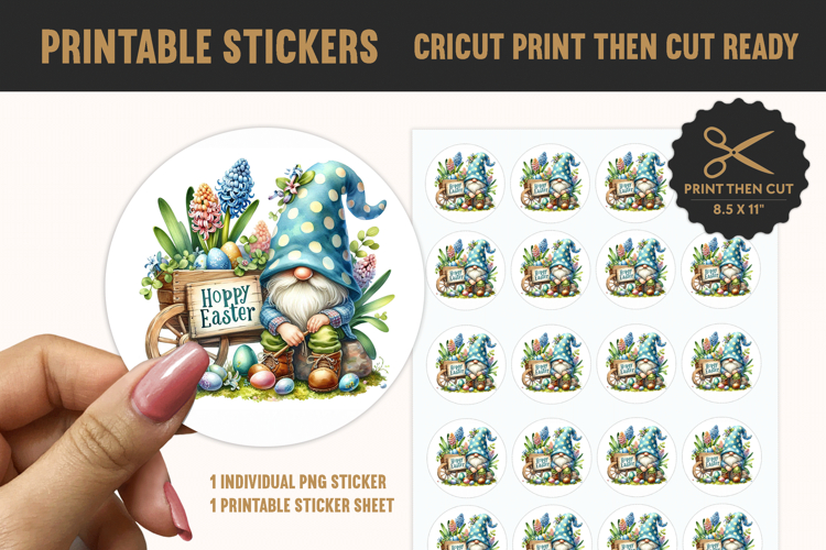 Easter Gnome Printable Sticker PNG