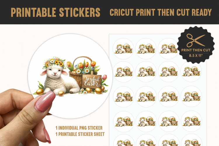Easter Lamb Printable Sticker PNG