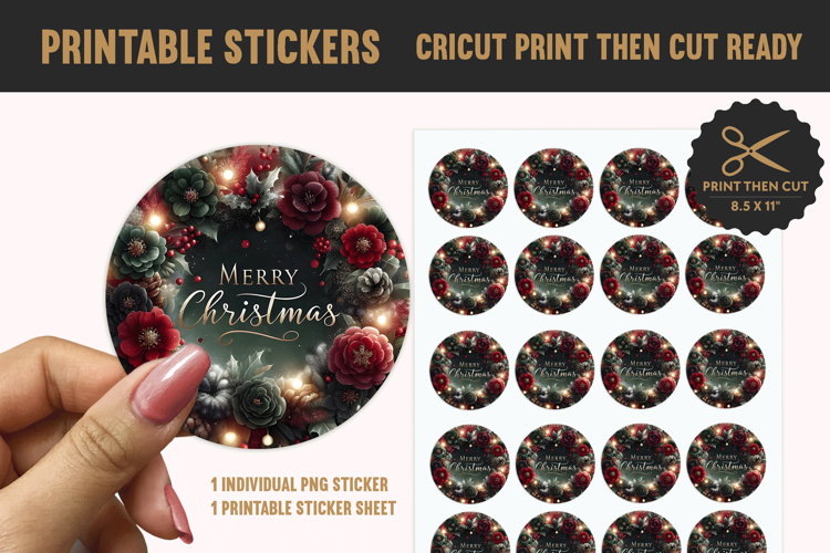 Merry Christmas Printable Sticker PNG - Print Then Cut