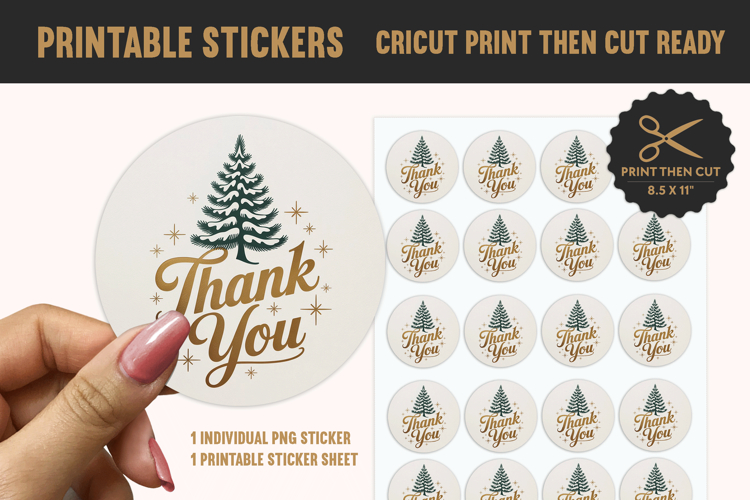 Christmas Thank You Printable Sticker PNG