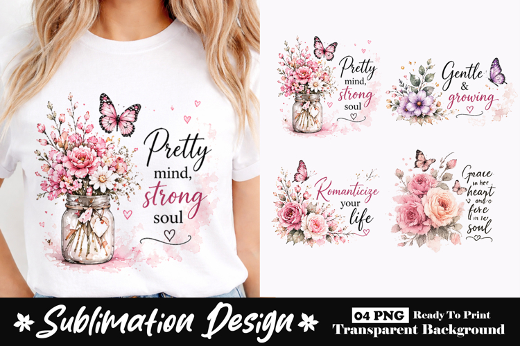 Watercolor butterfly with positive quotes sublimation design