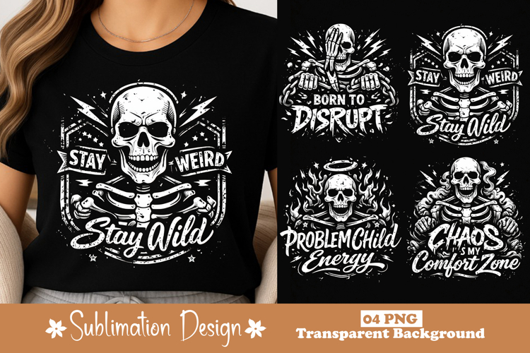 Stay Weird Stay Wild Skeleton Skull Graphic T-Shirt Design