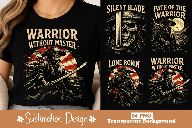 Warrior Without Master Ronin Samurai Skull Graphic Design