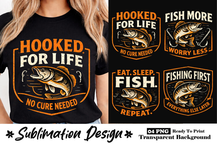 Hooked For Life No Cure Needed Fishing Funny Sublimation example image 1