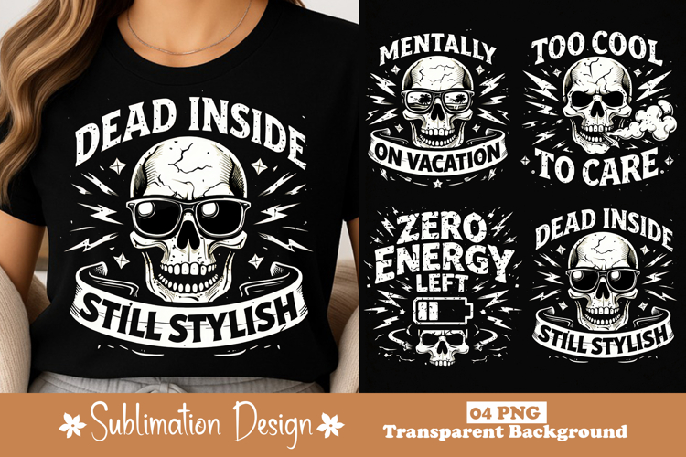 Dead Inside Still Stylish Skull Sunglasses Graphic Design