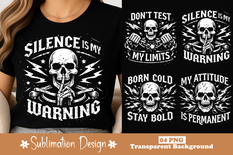 Silence Is My Warning Skull Skeleton Graphic T-Shirt Design