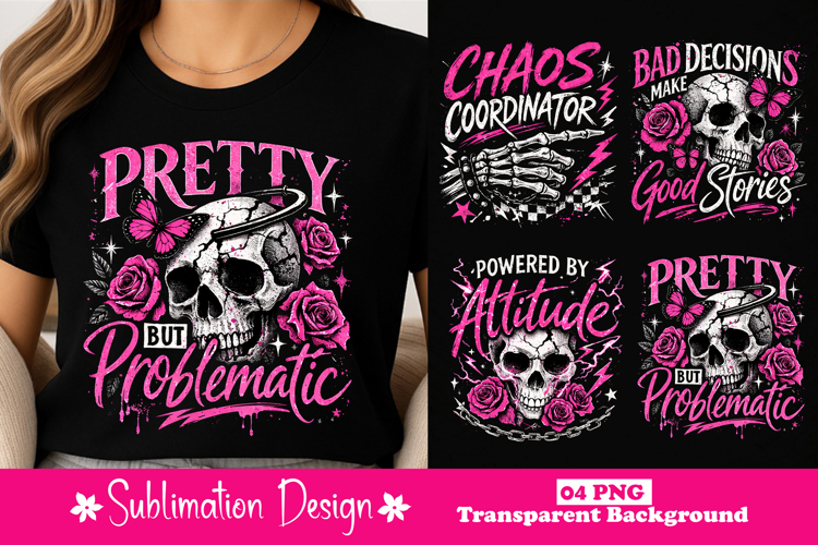 Pretty But Problematic Skull Butterfly Roses Gothic Pink PNG