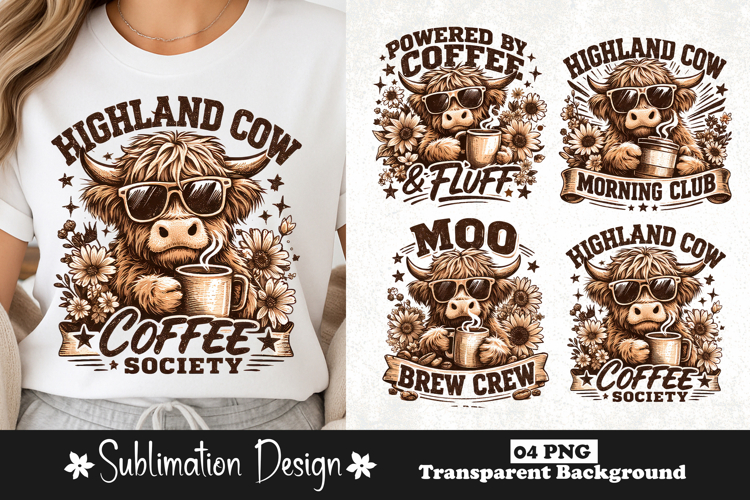 Highland Cow Coffee Society Vintage Western Coffee PNG