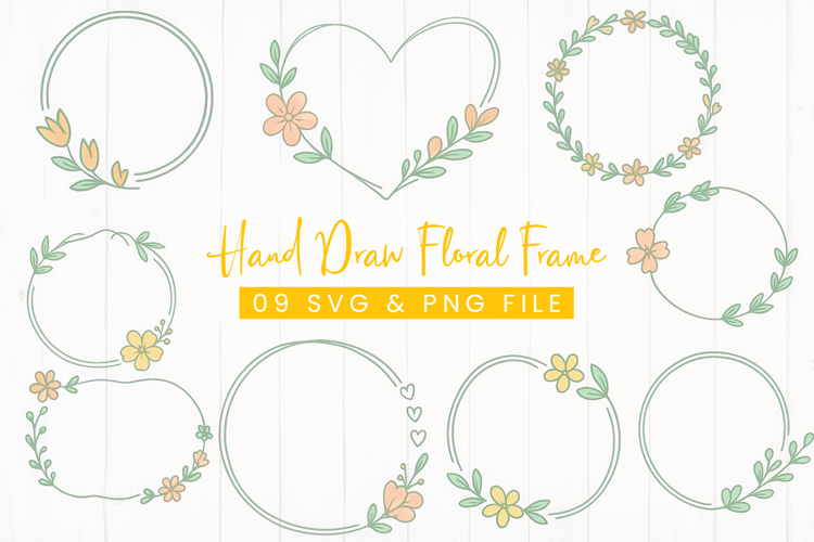 Hand Drawn Floral Frame SVG and PNG