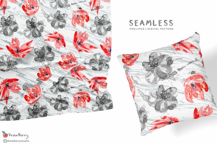 Red Gray Floral Pattern SP053