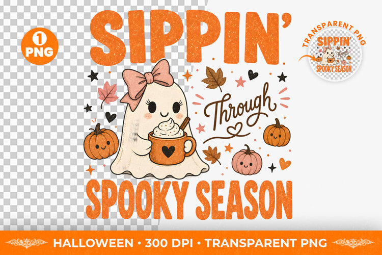 spooky season png, sipping through, halloween drink, coffee halloween, cozy halloween, fall drink png, spooky vibes png, halloween shirt, sublimation png, fall vibes png