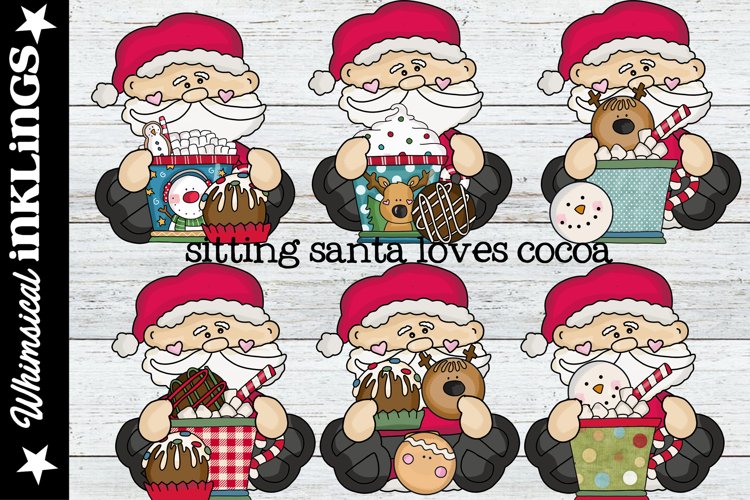 Sitting Santa Loves Cocoa Sublimation Clipart example image 1