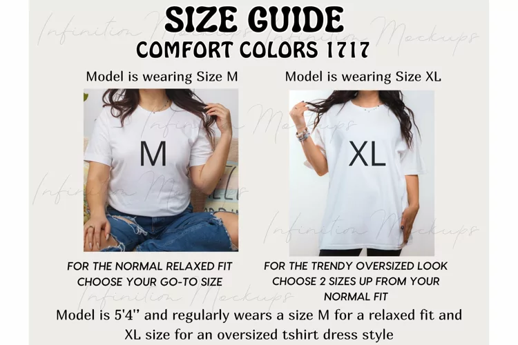 Size Chart Comfort Colors 1717 Oversized size guide