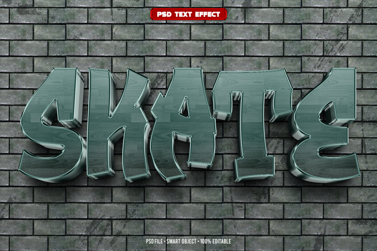 Skate 3D editable text effect