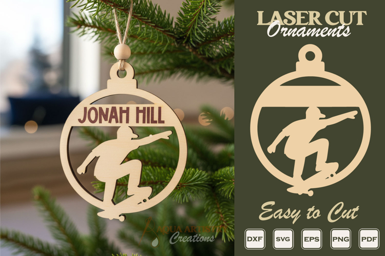 Skateboarding Ornament Laser Cut File Template