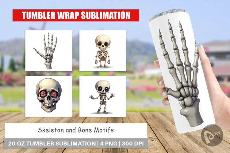 Tumbler Skeleton and Bone Motifs
