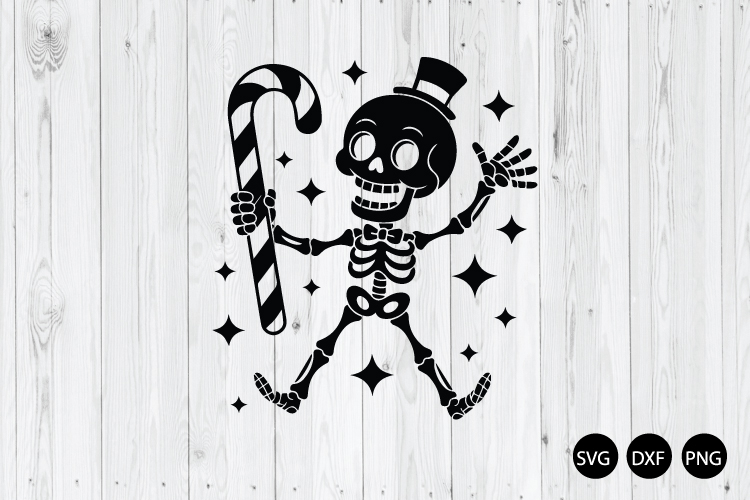 Christmas Skeleton Candy Cane SVG, Skeleton SVG