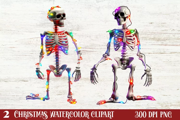 Christmas Skeleton Sublimation Clipart, Christmas PNG