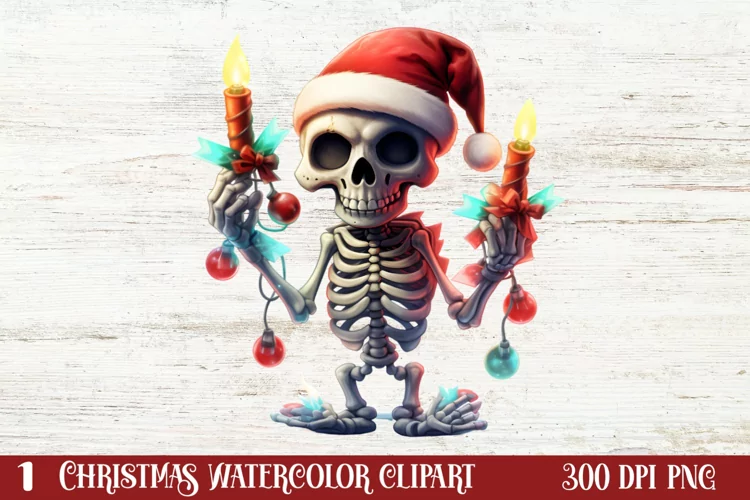 Christmas Skeleton Sublimation Clipart , Christmas PNG