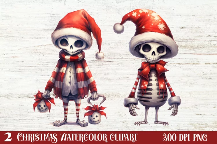 Christmas Skeleton Sublimation Clipart, Christmas PNG