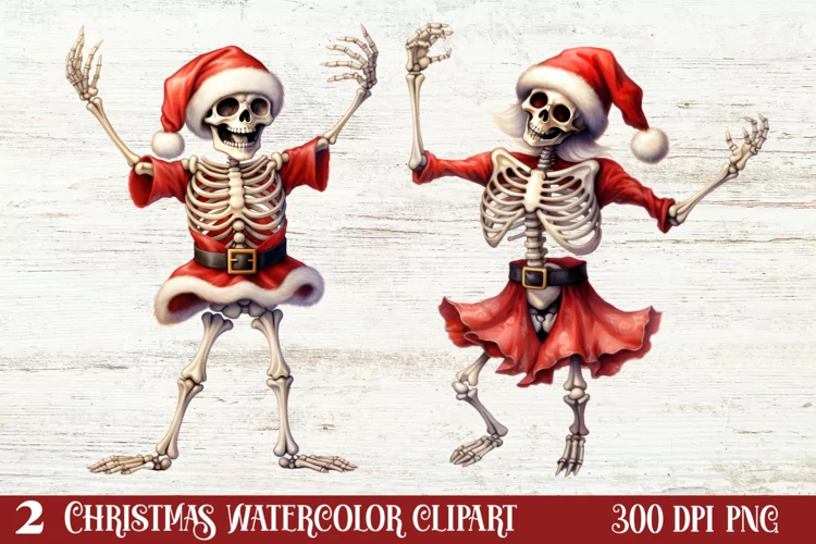 Christmas Skeleton Sublimation Clipart, Christmas PNG