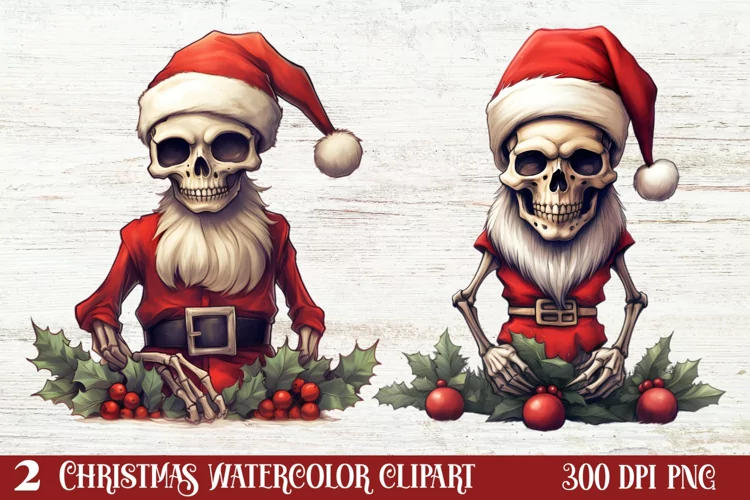 Christmas Skeleton Sublimation Clipart, Christmas PNG
