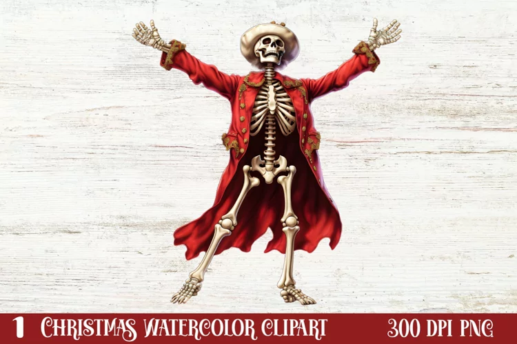 Christmas Skeleton Sublimation Clipart, Christmas PNG