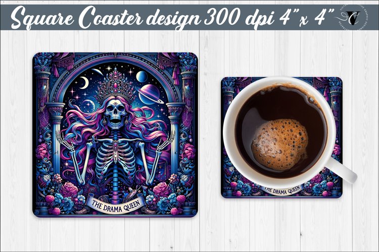 Square Coaster | Skeleton | The Drama Queen example image 1