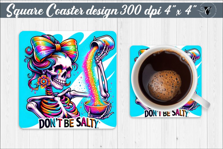 Square Coaster | Skeleton | Don't be solty example image 1