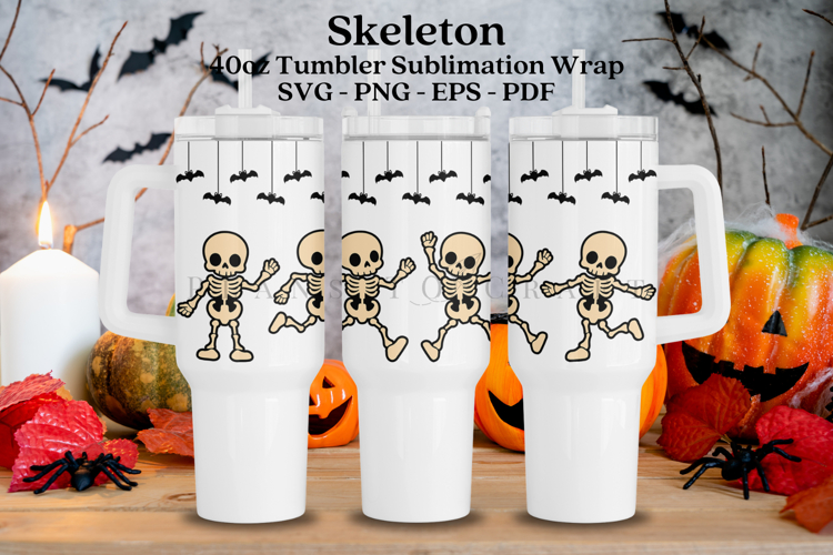 Skeleton Halloween 40oz Tumbler Sublimation Wrap