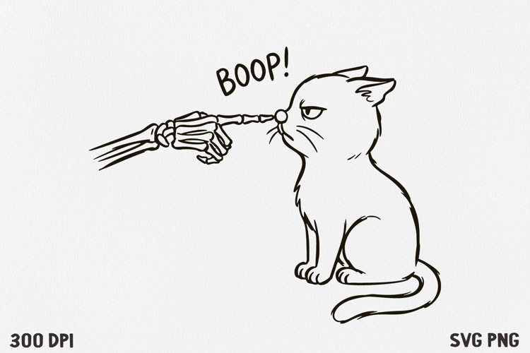 Skeleton Hand Boop Cat Halloween SVG PNG