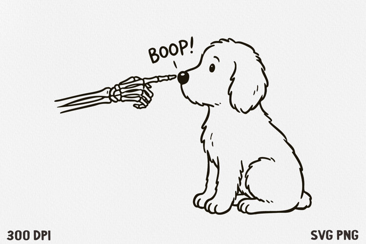 Skeleton Hand Boop Dog Halloween SVG PNG example image 1