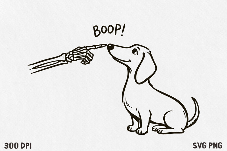 Skeleton Hand Boop Dog Halloween SVG PNG example image 1