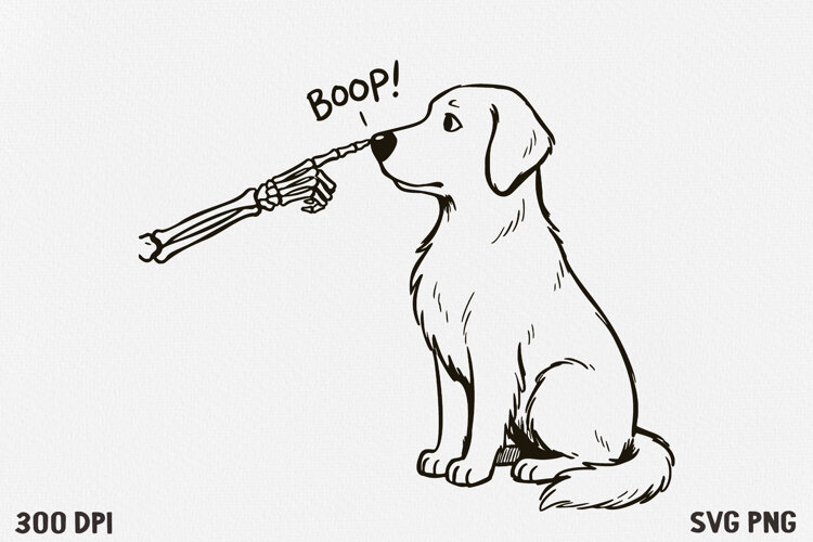 Skeleton Hand Boop Dog Halloween SVG PNG example image 1