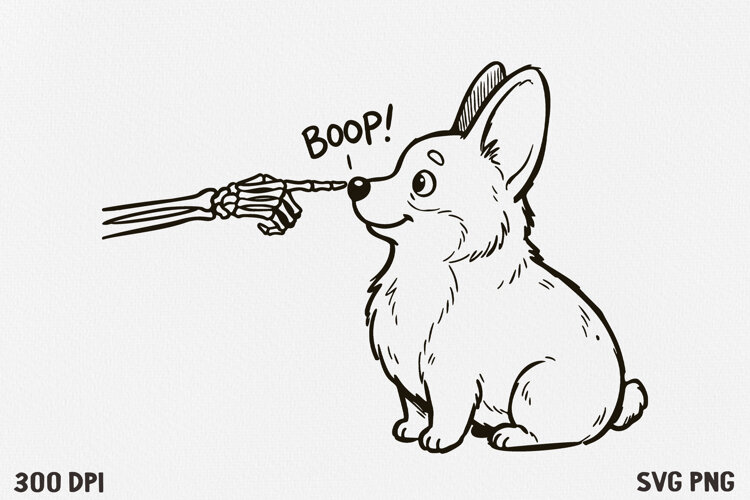 Skeleton Hand Boop Dog Halloween SVG PNG example image 1
