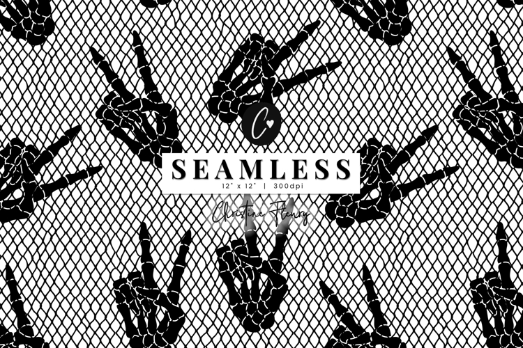 Seamless Skeleton Hand Lace Pattern | Halloween PNG