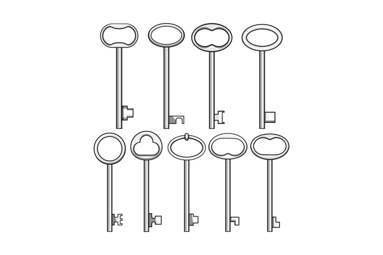 Skeleton keys vector illustration unlocking solution access