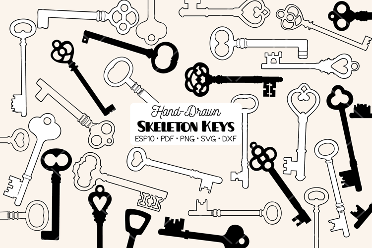 Skeleton Keys | Hand Drawn Victorian Heart Door Lock
