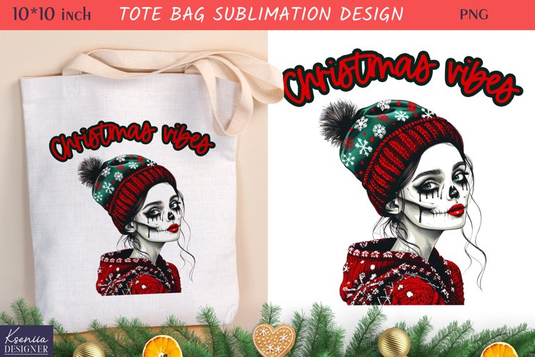 Winter Skeleton Girl| Funny Christmas Quotes Tote Bag Design