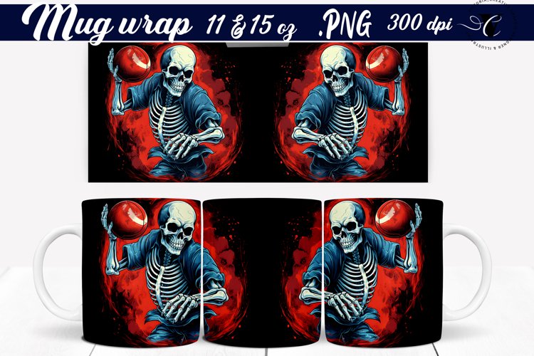 skeleton playing football, mug sublimation