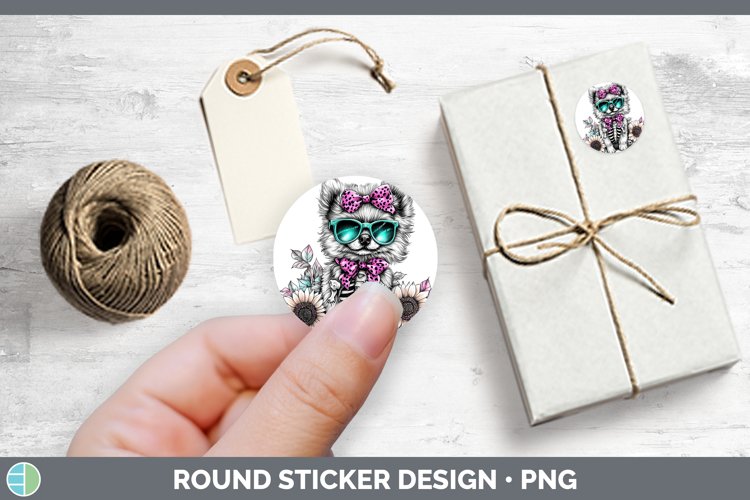 Skeleton Puppy Chow Chow Stickers | Round Labels Designs