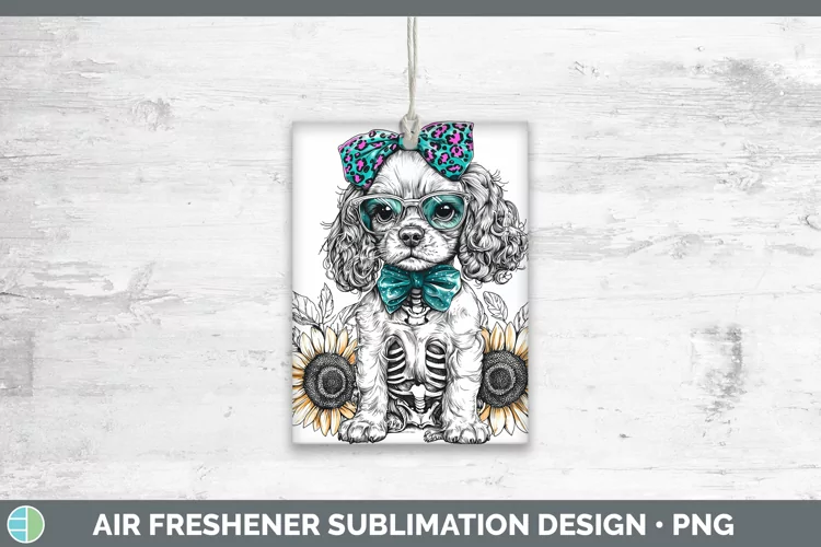 Skeleton Puppy Cocker Spaniel Air Freshener Sublimation Car