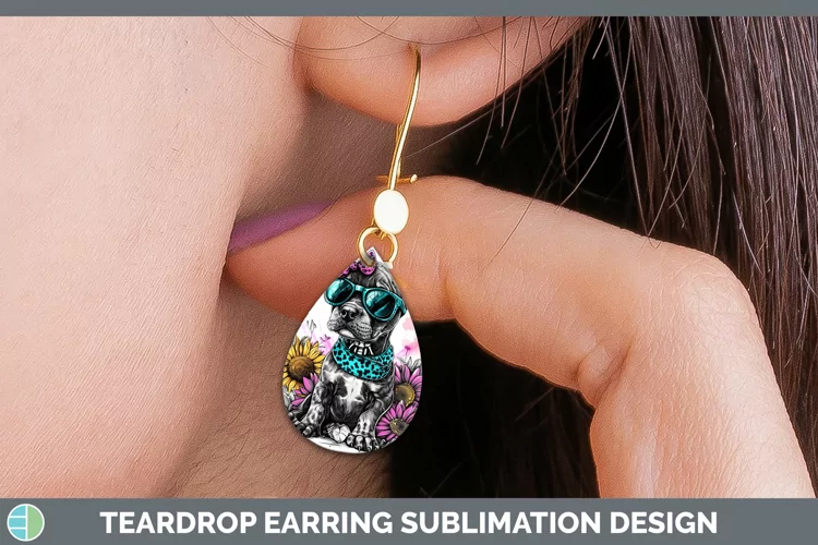Skeleton Puppy Doberman Pinscher Teardrop Earrings Sublimati