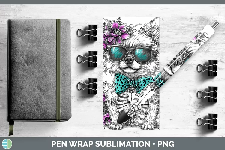 Skeleton Puppy Fox Terrier Dog Pen Wrap Sublimation Epoxy Pe