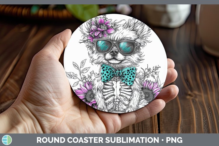 GorgeousSkeleton Puppy Round Coaster design.