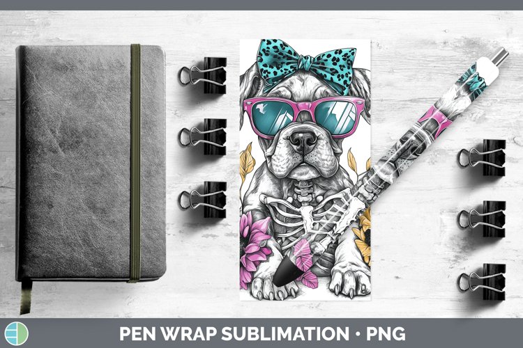 Skeleton Puppy Great Dane Pen Wrap Sublimation Epoxy Pen Des