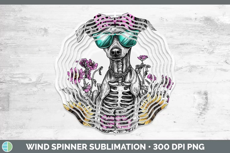 Skeleton Puppy Greyhound Wind Spinner Sublimation Spinner De